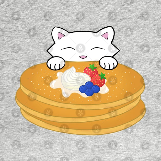 Cat eating pancakes with cream by Purrfect